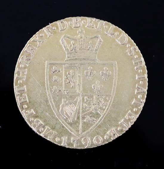 A George III gold spade guinea, 1790, VF.